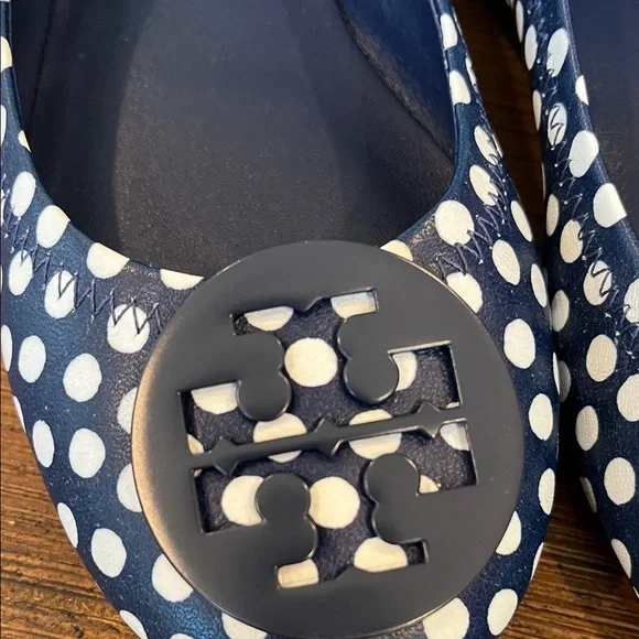 Tory Burch Minnie Travel Ballet with logo Napa leather Polka Dot Flats - Picture 8 of 16